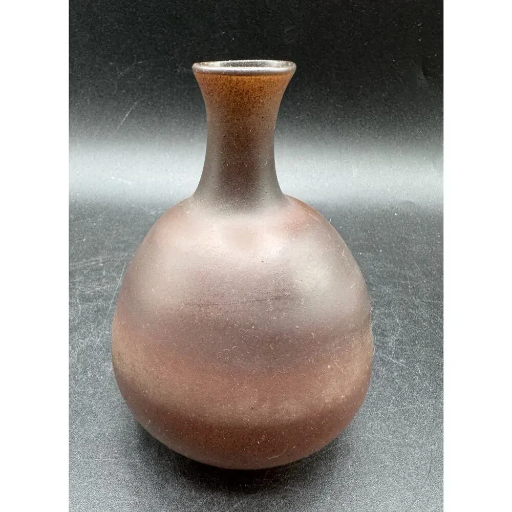 Genuine Israeli NEKER ART GLASS VASE Unique Handmade Delicate Frosted W Tag -S1R